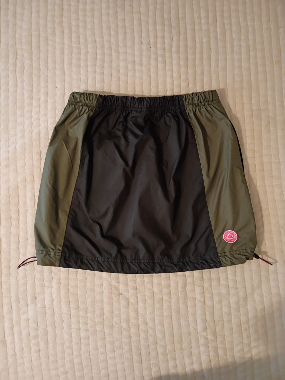 Nike Olive Green and Black Drawstring Athletic Mini Skirt